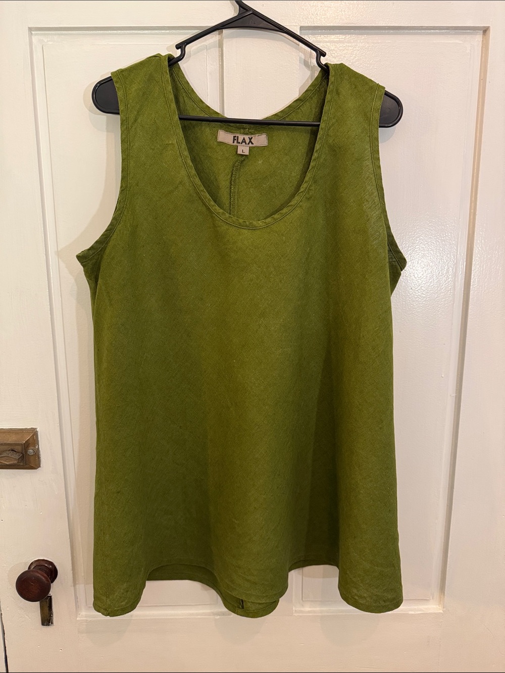 FLAX Women’s 100% Linen Tanktop, Green, Large